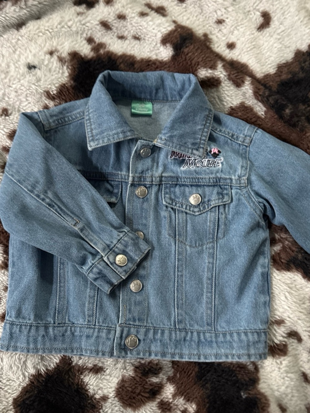 Disney Light Blue Denim Jean Jacket with Embroidered Logo